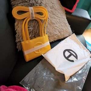 Telfar small yellow shopping bag